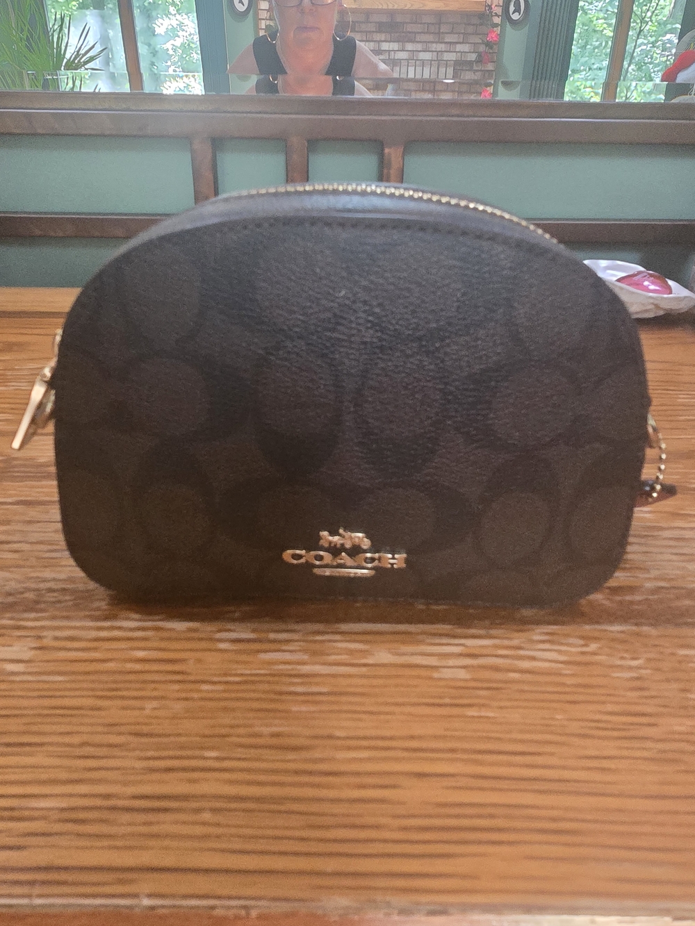 Coach Black Signature Dome Camera Crossbody bag with Gold Logo